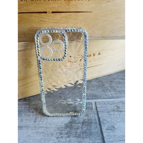 Luxury Diamond Rhinestone Crystal Bling Transparent iPhone Case 13 Pro Clear - Picture 4 of 10